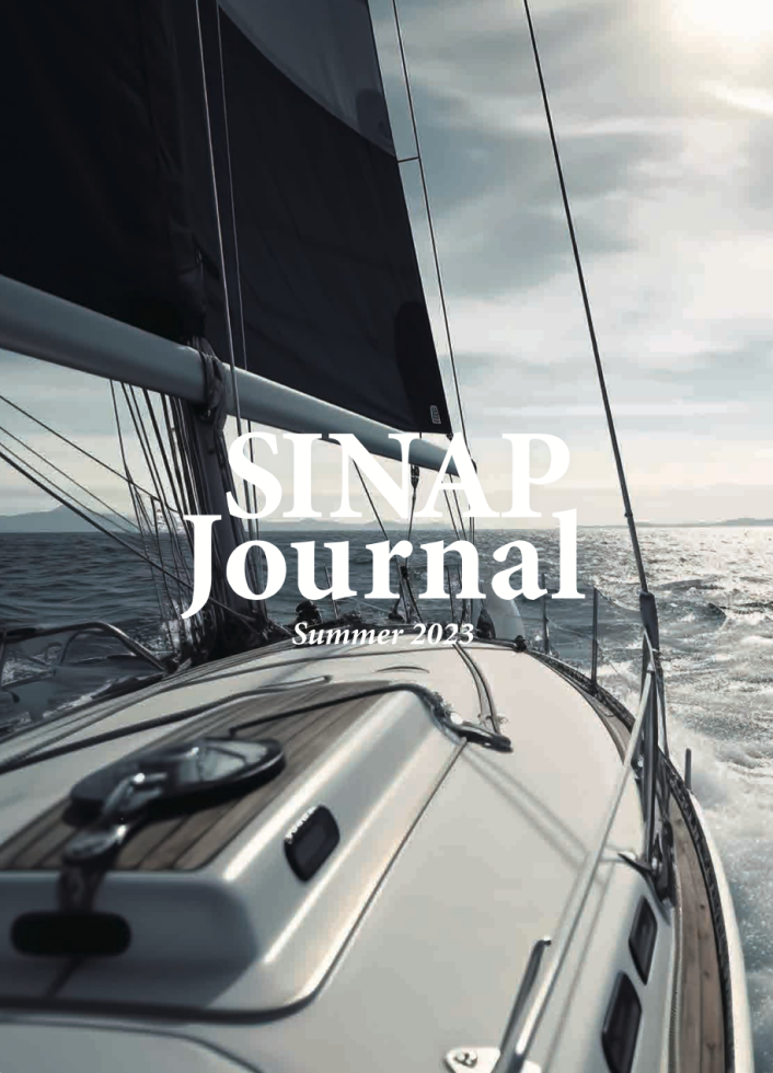 表紙 SINAP Journal Summer 2023 大海原を進むヨットのイラスト