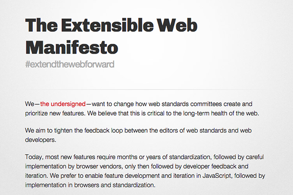 The Extensible Web Manifestサイト